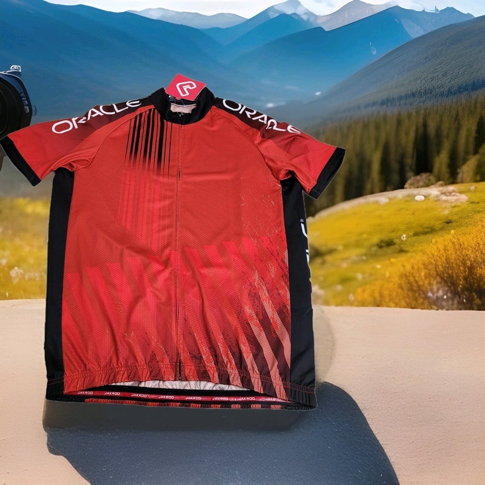 Jakroo‎ Cycling Jersey Women's Med Short Sleeve Full Zip Relaxed Fit ORCACLE NWT